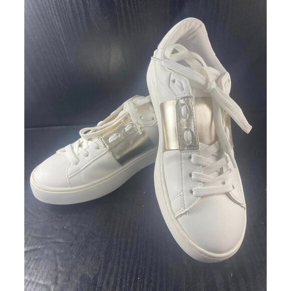Steve Madden Womens White & Metallic Sneakers Size 6.5M - Picture 1 of 6